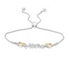 Thumbnail Image 1 of 0.04 CT. T.W. Diamond Cat Silhouette "Meow" Bolo Bracelet in Sterling Silver and 10K Gold - 9.5"