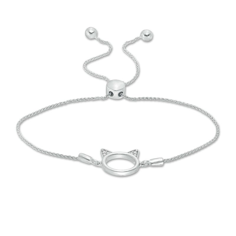 Diamond Accent Cat Ears Bolo Bracelet in Sterling Silver - 9.5"