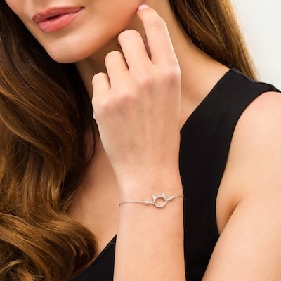 Diamond Accent Cat Ears Bolo Bracelet in Sterling Silver - 9.5"