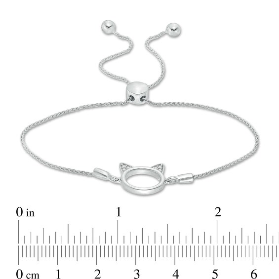 Diamond Accent Cat Ears Bolo Bracelet in Sterling Silver - 9.5"