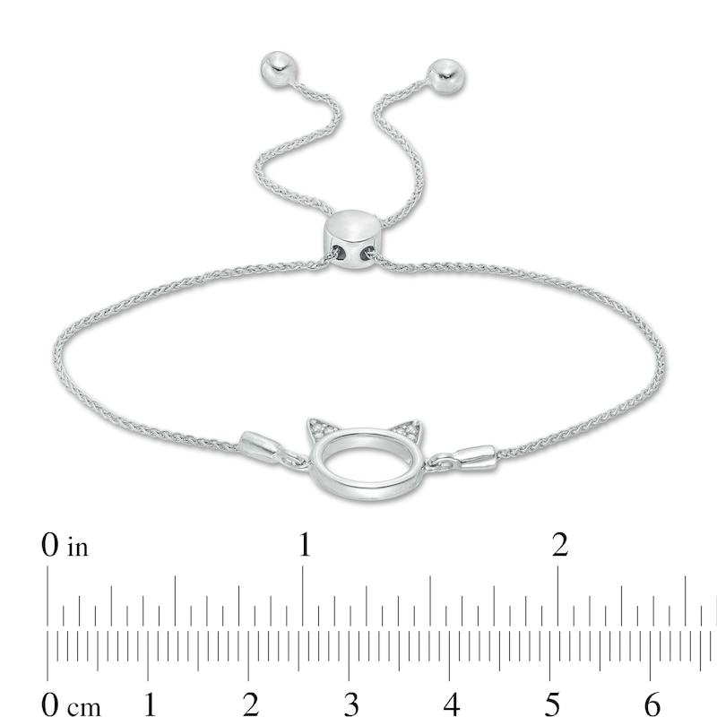 Diamond Accent Cat Ears Bolo Bracelet in Sterling Silver - 9.5"