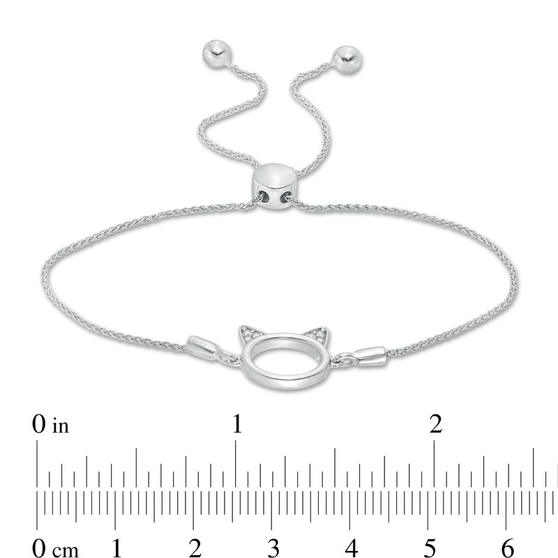Main Image 3 of Diamond Accent Cat Ears Bolo Bracelet in Sterling Silver - 9.5"