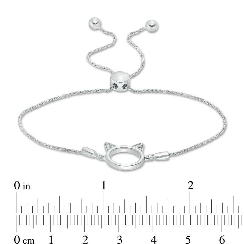 Diamond Accent Cat Ears Bolo Bracelet in Sterling Silver - 9.5"