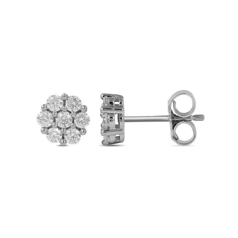 0.29 CT. T.W. Composite Diamond Flower Stud Earrings in 10K White Gold