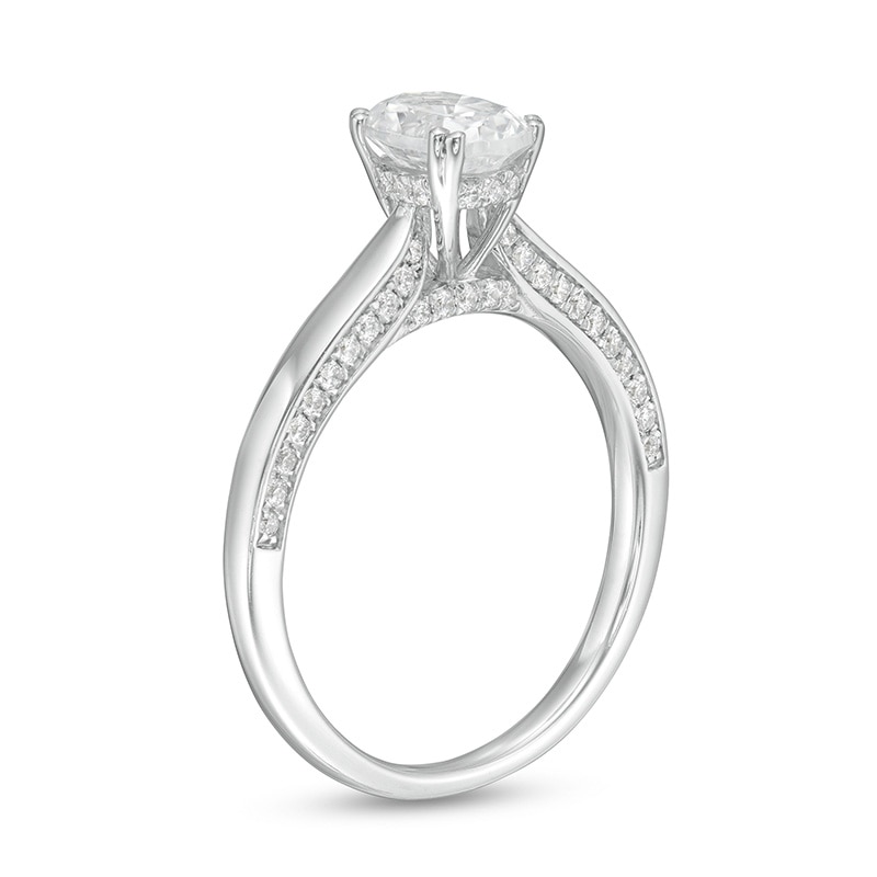 0.95 CT. T.W. Oval Diamond Engagement Ring in 14K White Gold