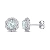 Thumbnail Image 1 of 6.0mm Aquamarine and 0.19 CT. T.W. Diamond Swirl Frame Stud Earrings in 10K White Gold