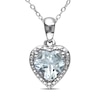 Thumbnail Image 0 of 7.0mm Aquamarine Bead Frame Heart Drop Pendant in Sterling Silver
