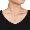 Thumbnail Image 2 of 7.0mm Aquamarine Bead Frame Heart Drop Pendant in Sterling Silver