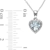 Thumbnail Image 2 of 7.0mm Aquamarine Bead Frame Heart Drop Pendant in Sterling Silver
