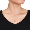 Thumbnail Image 2 of 7.0mm Aquamarine and 0.12 CT. T.W. Diamond Swirl Frame Necklace in 10K White Gold - 17"