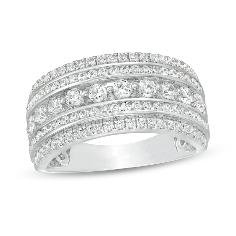 0.95 CT. T.W. Diamond Multi-Row Anniversary Ring in 14K White Gold