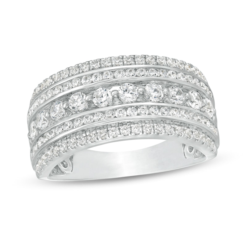 0.95 CT. T.W. Diamond Multi-Row Anniversary Ring in 14K White Gold