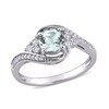 Thumbnail Image 1 of 6.0mm Aquamarine, White Topaz and 0.10 CT. T.W. Diamond Tri-Sides Bypass Ring in 10K White Gold