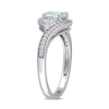 Thumbnail Image 3 of 6.0mm Aquamarine, White Topaz and 0.10 CT. T.W. Diamond Tri-Sides Bypass Ring in 10K White Gold