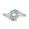 Thumbnail Image 4 of 6.0mm Aquamarine, White Topaz and 0.10 CT. T.W. Diamond Tri-Sides Bypass Ring in 10K White Gold