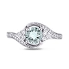 Thumbnail Image 3 of 6.0mm Aquamarine, White Topaz and 0.10 CT. T.W. Diamond Tri-Sides Bypass Ring in 10K White Gold