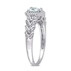 Thumbnail Image 2 of 5.0mm Heart-Shaped Aquamarine and 0.05 CT. T.W. Diamond Bead Frame Leaf Shank Ring in 10K White Gold