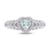 Thumbnail Image 3 of 5.0mm Heart-Shaped Aquamarine and 0.05 CT. T.W. Diamond Bead Frame Leaf Shank Ring in 10K White Gold