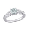 Thumbnail Image 0 of 6.0mm Aquamarine and 0.23 CT. T.W. Diamond Twist Shank Ring in 14K White Gold