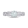 Thumbnail Image 4 of 6.0mm Aquamarine and 0.23 CT. T.W. Diamond Twist Shank Ring in 14K White Gold