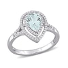 Thumbnail Image 1 of Pear-Shaped Aquamarine and 0.25 CT. T.W. Diamond Open Double Frame Split Shank Ring in 14K White Gold
