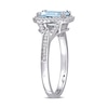 Thumbnail Image 3 of Emerald-Cut Aquamarine and 0.20 CT. T.W. Diamond Octagonal Frame Tapered Shank Ring in 14K White Gold
