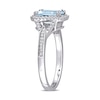 Thumbnail Image 2 of Emerald-Cut Aquamarine and 0.20 CT. T.W. Diamond Octagonal Frame Tapered Shank Ring in 14K White Gold