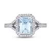 Thumbnail Image 4 of Emerald-Cut Aquamarine and 0.20 CT. T.W. Diamond Octagonal Frame Tapered Shank Ring in 14K White Gold