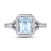 Thumbnail Image 3 of Emerald-Cut Aquamarine and 0.20 CT. T.W. Diamond Octagonal Frame Tapered Shank Ring in 14K White Gold