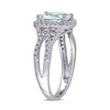 Cushion-Cut Aquamarine and 0.17 CT. T.W. Diamond Frame Tapered Split Shank Ring in 10K White Gold