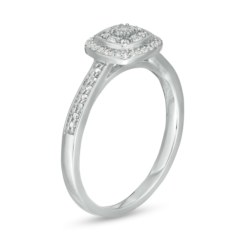 0.12 CT. T.W. Diamond Cushion Frame Promise Ring in Sterling Silver