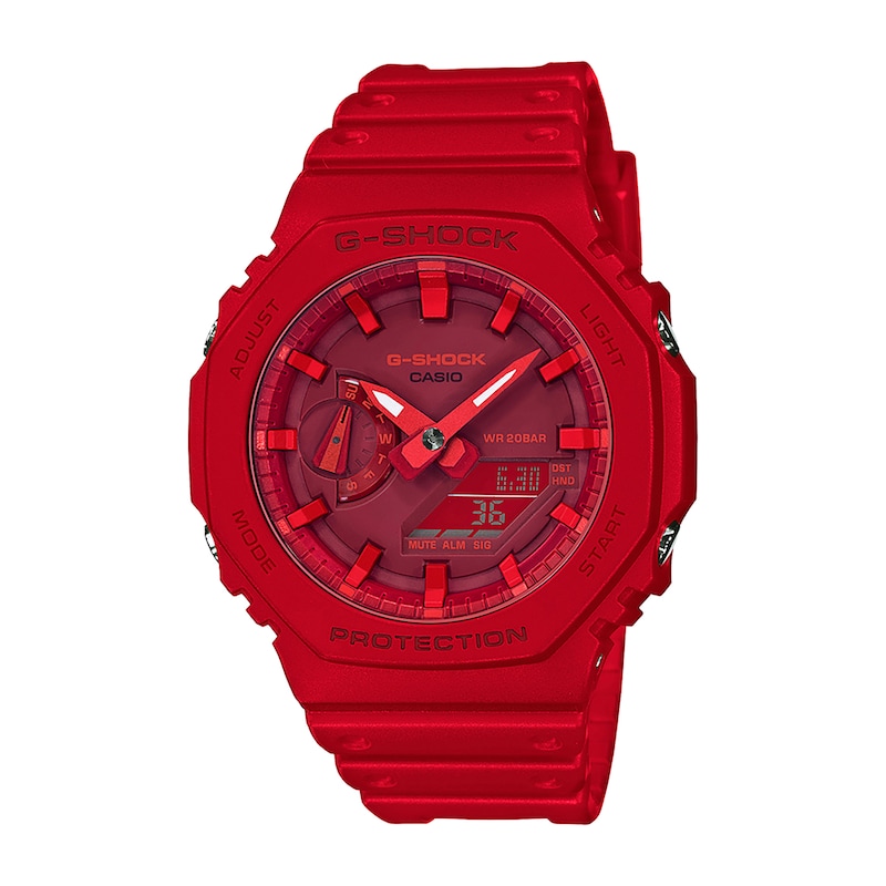 Men's Casio G-Shock Classic Red Resin Strap Watch with Red Dial (Model: GA2100-4A)|Peoples Jewellers