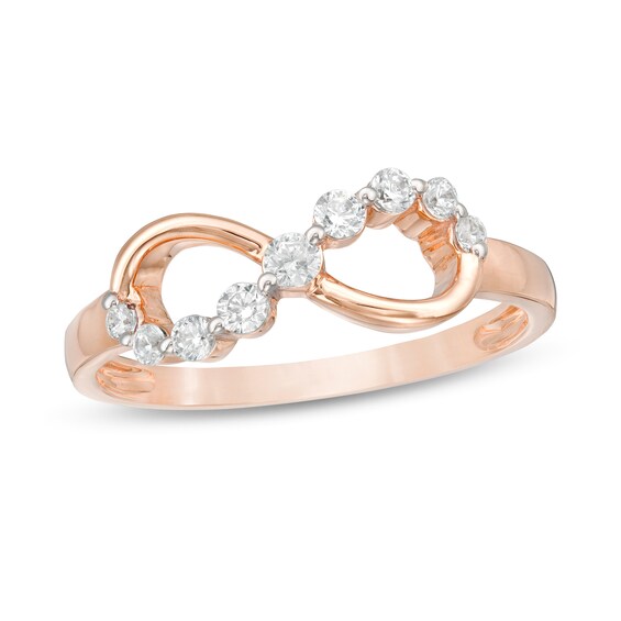 0.18 CT. T.W. Diamond Sideways Infinity Ring in 10K Rose Gold