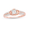 Thumbnail Image 0 of 0.15 CT. T.W. Diamond Collar Clover Promise Ring in 10K Rose Gold