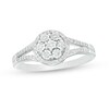 0.23 CT. T.W. Composite Diamond Frame Split Shank Promise Ring in Sterling Silver