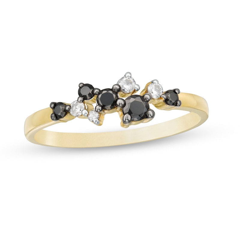 0.23 CT. T.W. Enhanced Black and White Diamond Scatter Ring in 10K Gold|Peoples Jewellers