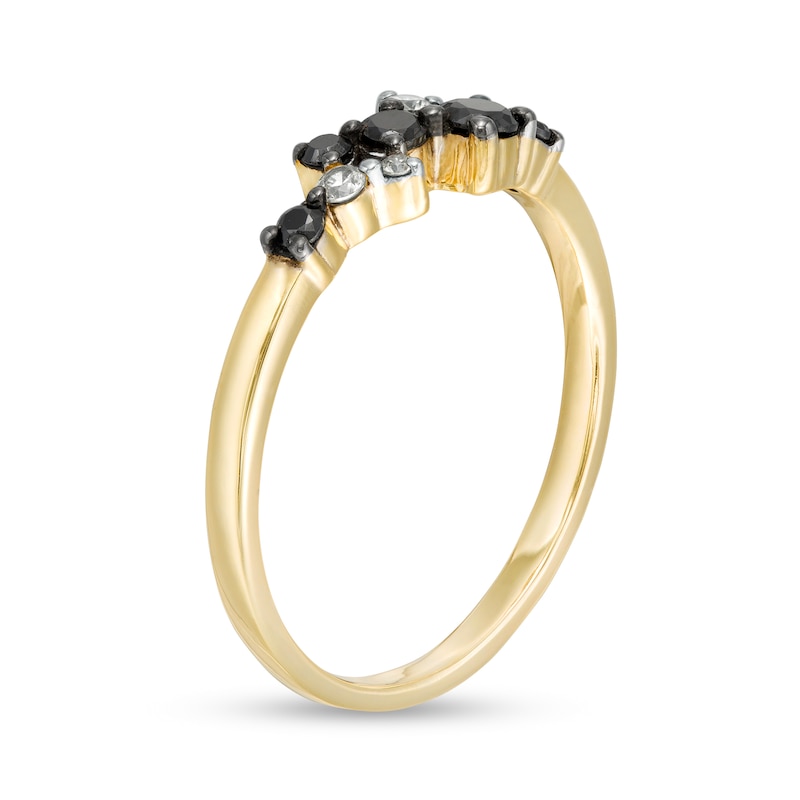 0.23 CT. T.W. Enhanced Black and White Diamond Scatter Ring in 10K Gold