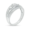 Diamond Accent Bead Split Shank Ring in Sterling Silver