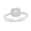 Thumbnail Image 0 of 0.15 CT. T.W. Diamond Double Cushion Frame Promise Ring in 10K White Gold