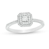 0.15 CT. T.W. Diamond Double Cushion Frame Promise Ring in 10K White Gold