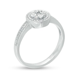 Composite Diamond Accent Frame Promise Ring in Sterling Silver