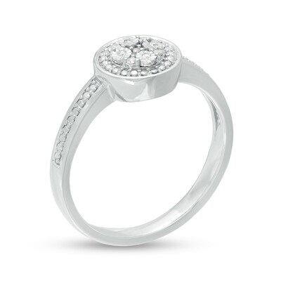 Composite Diamond Accent Frame Promise Ring in Sterling Silver