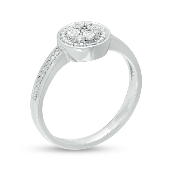 Composite Diamond Accent Frame Promise Ring in Sterling Silver