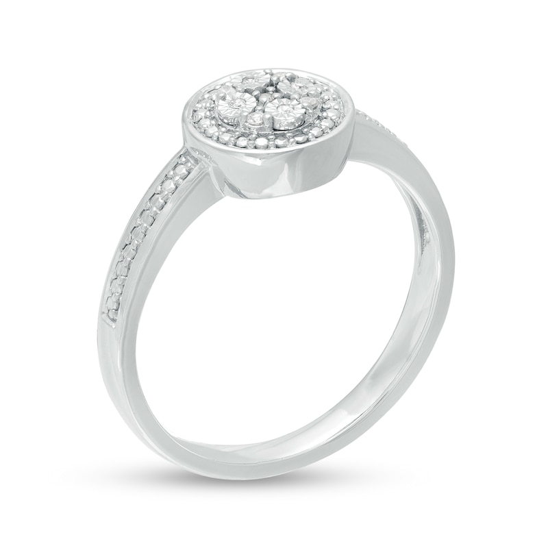 Composite Diamond Accent Frame Promise Ring in Sterling Silver