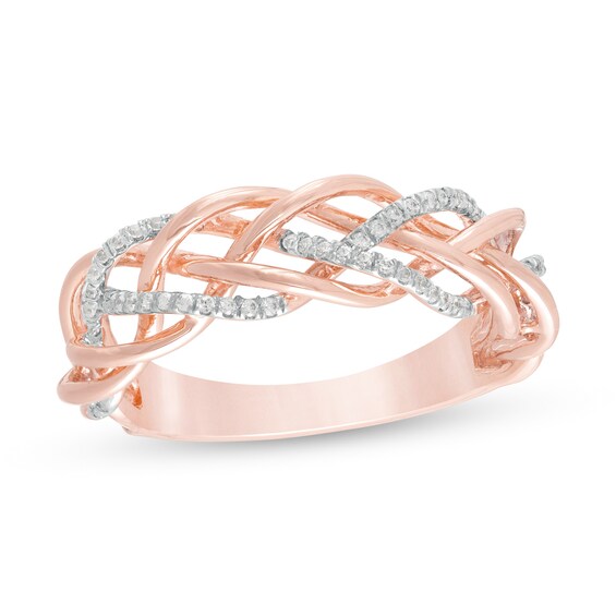0.18 CT. T.W. Diamond Woven Ring in 10K Rose Gold