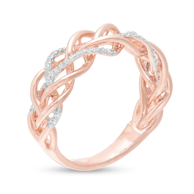 0.18 CT. T.W. Diamond Woven Ring in 10K Rose Gold