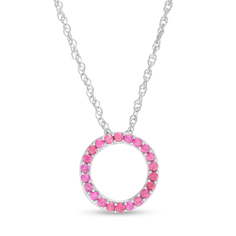 Ruby Circle Pendant in 10K White Gold|Peoples Jewellers