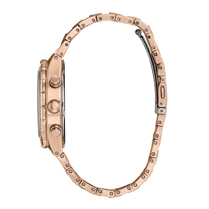 Main Image 2 of Men's Citizen Eco-Drive® Crystal Accent Rose-Tone Chronograph Watch with Black Dial (Model: CA0753-55E)