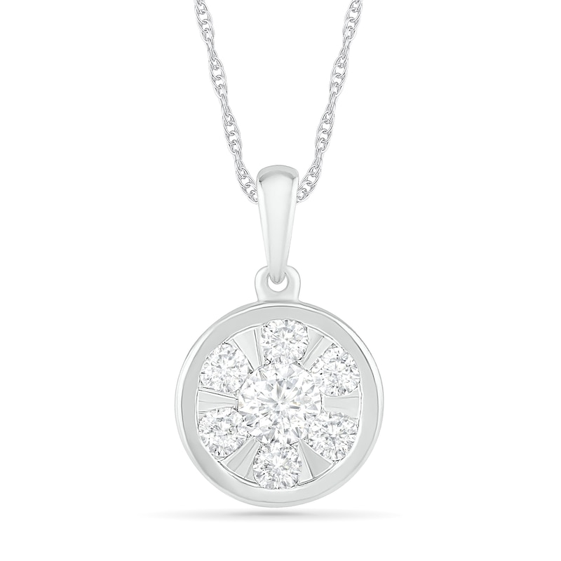 0.45 CT. T.W. Composite Diamond Circle Pendant in 10K White Gold|Peoples Jewellers