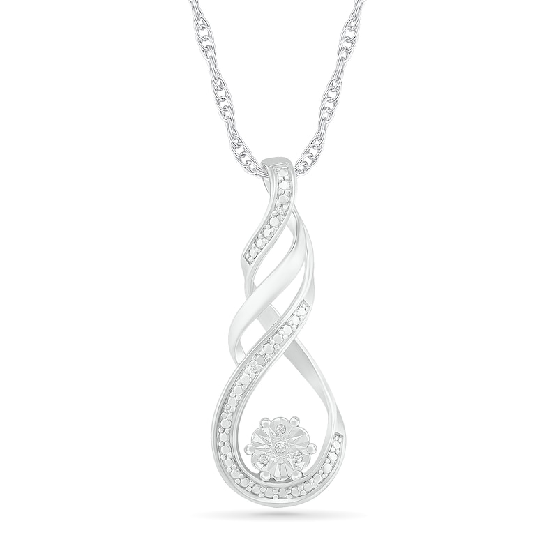 Diamond Accent Cascading Twist Pendant in Sterling Silver